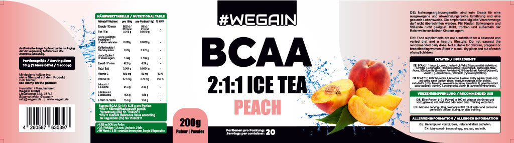 BCAA Pulver Ice Tea Peach – 5 g pro Portion