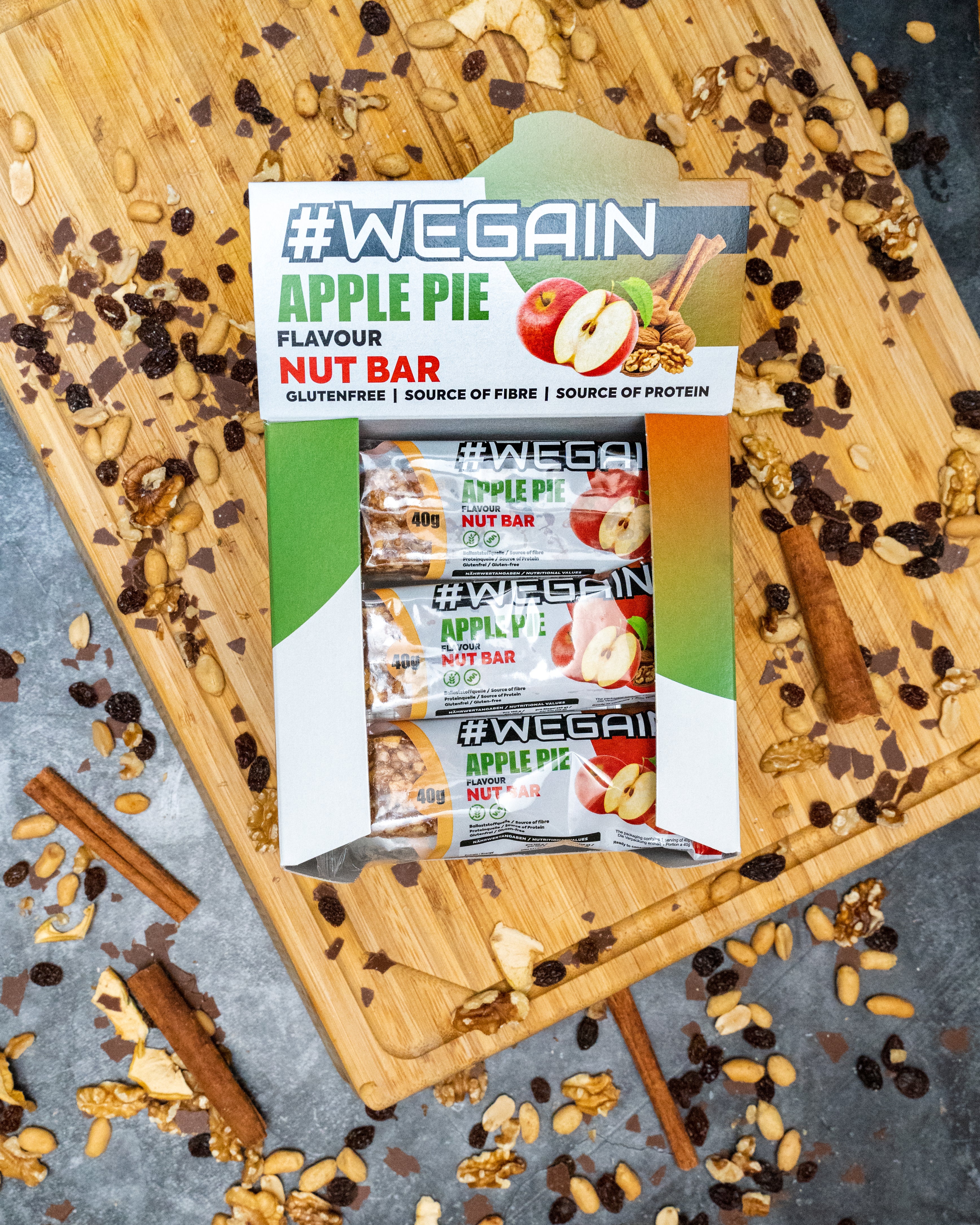 #WEGAIN Apple Pie Nut Bar 40g - Tray a 15 Riegel