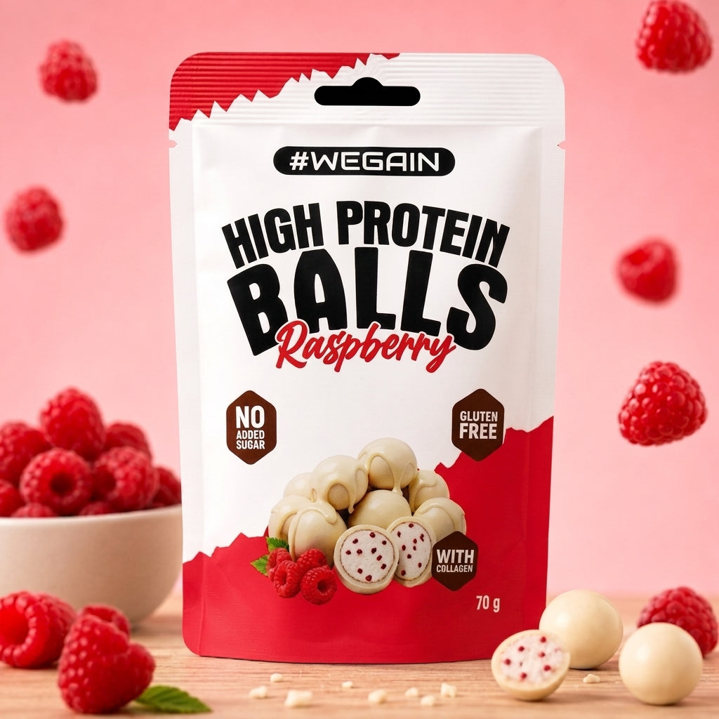 #WEGAIN High Protein Balls Raspberry 70g - Tray a 10 Beutel