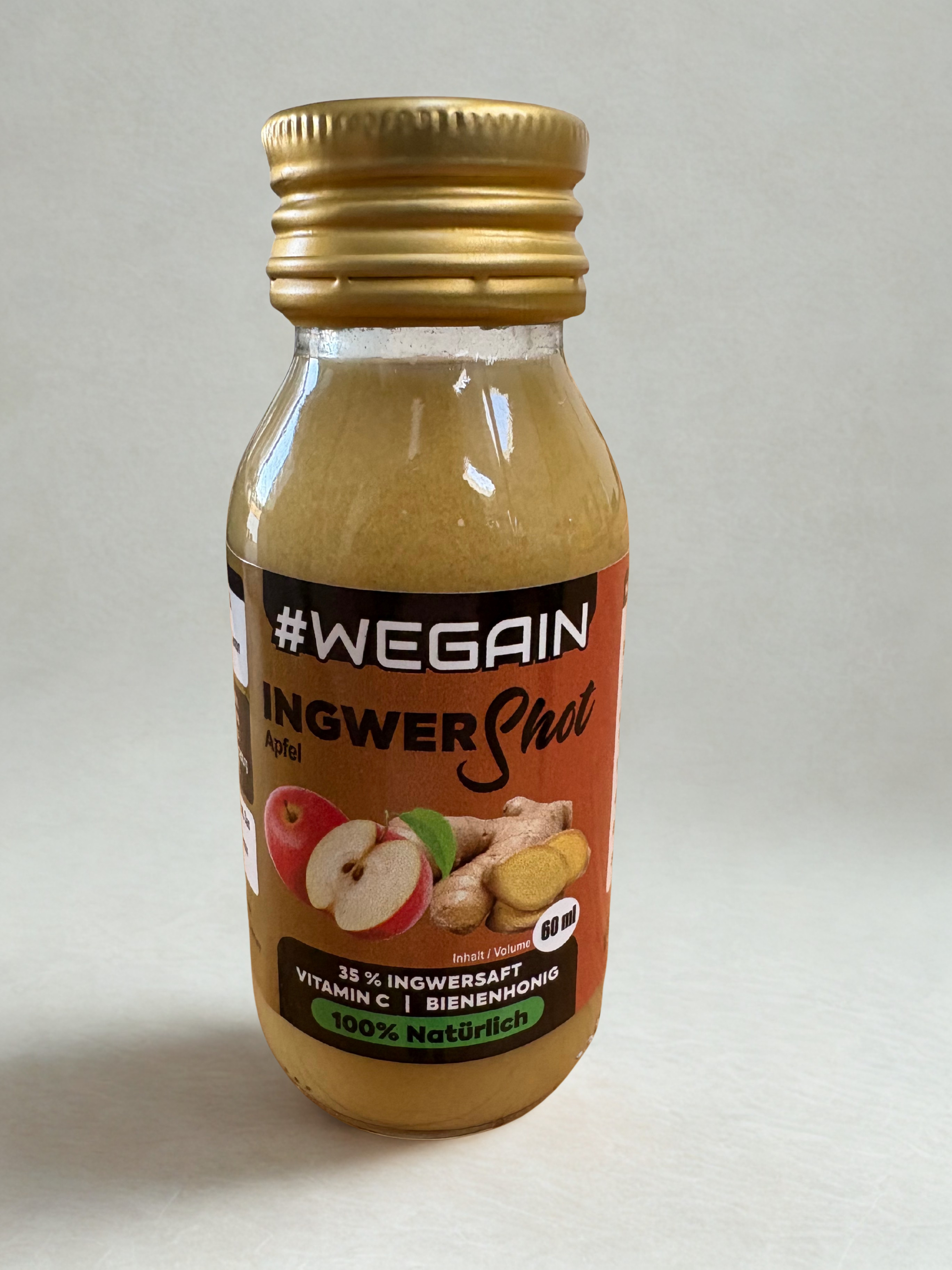 #WEGAIN Ingwer Shot Apfel, Honig und Zitrone 24 er Tray - 100% Natürlich