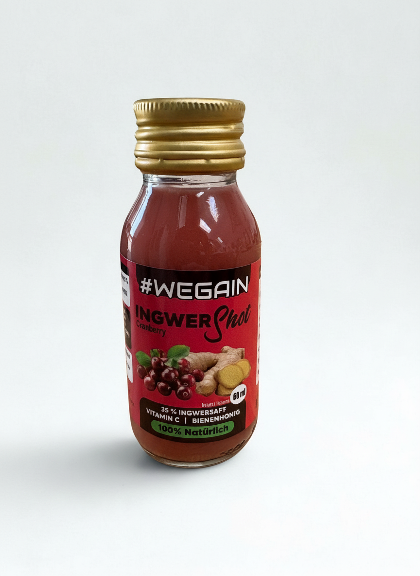 #WEGAIN Ingwer Shot Cranberry und Honig 24 er Tray - 100% Natürlich