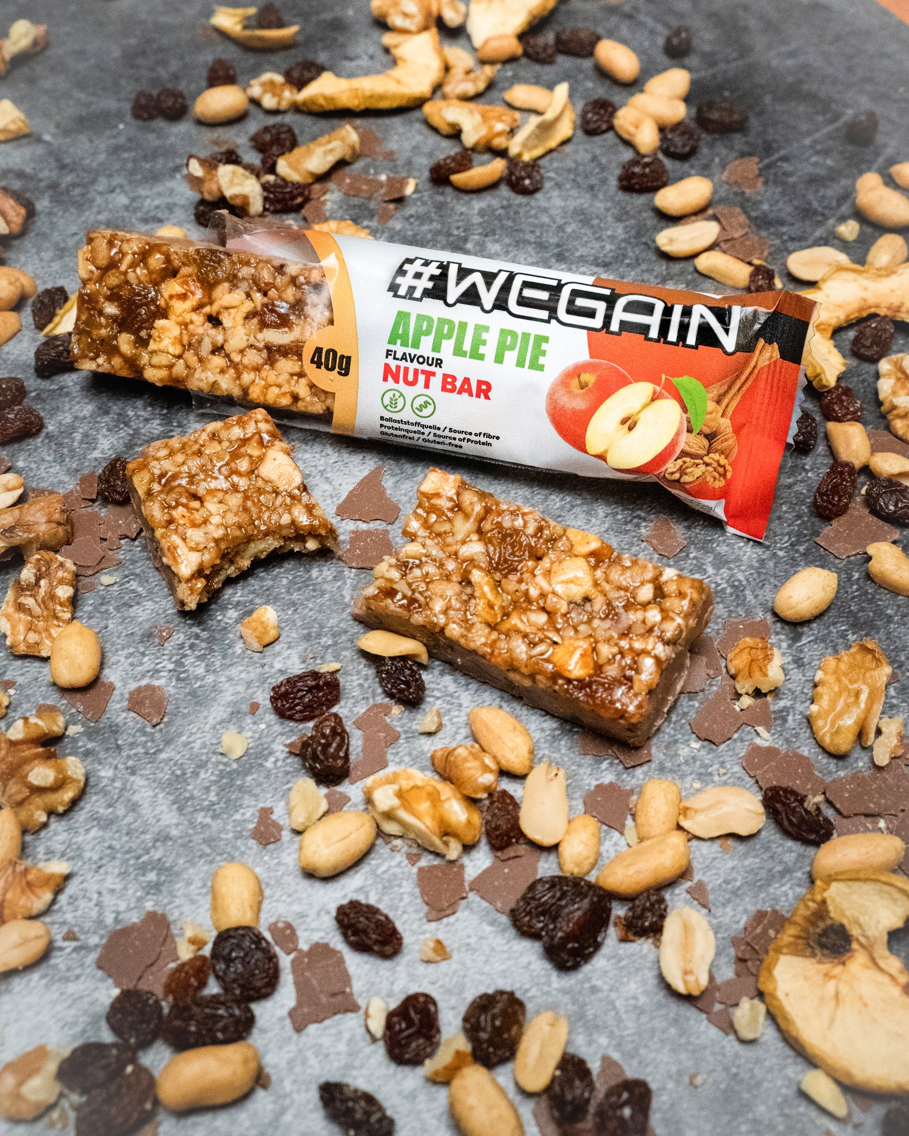 #WEGAIN Apple Pie Nut Bar 40g - Tray a 15 Riegel