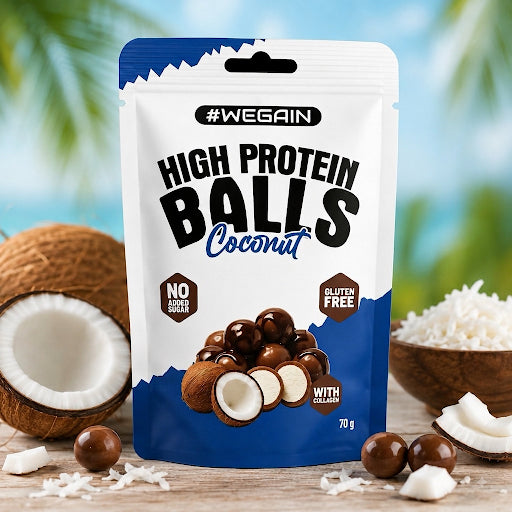 #WEGAIN High Protein Balls Coconut 70g - Tray a 10 Beutel
