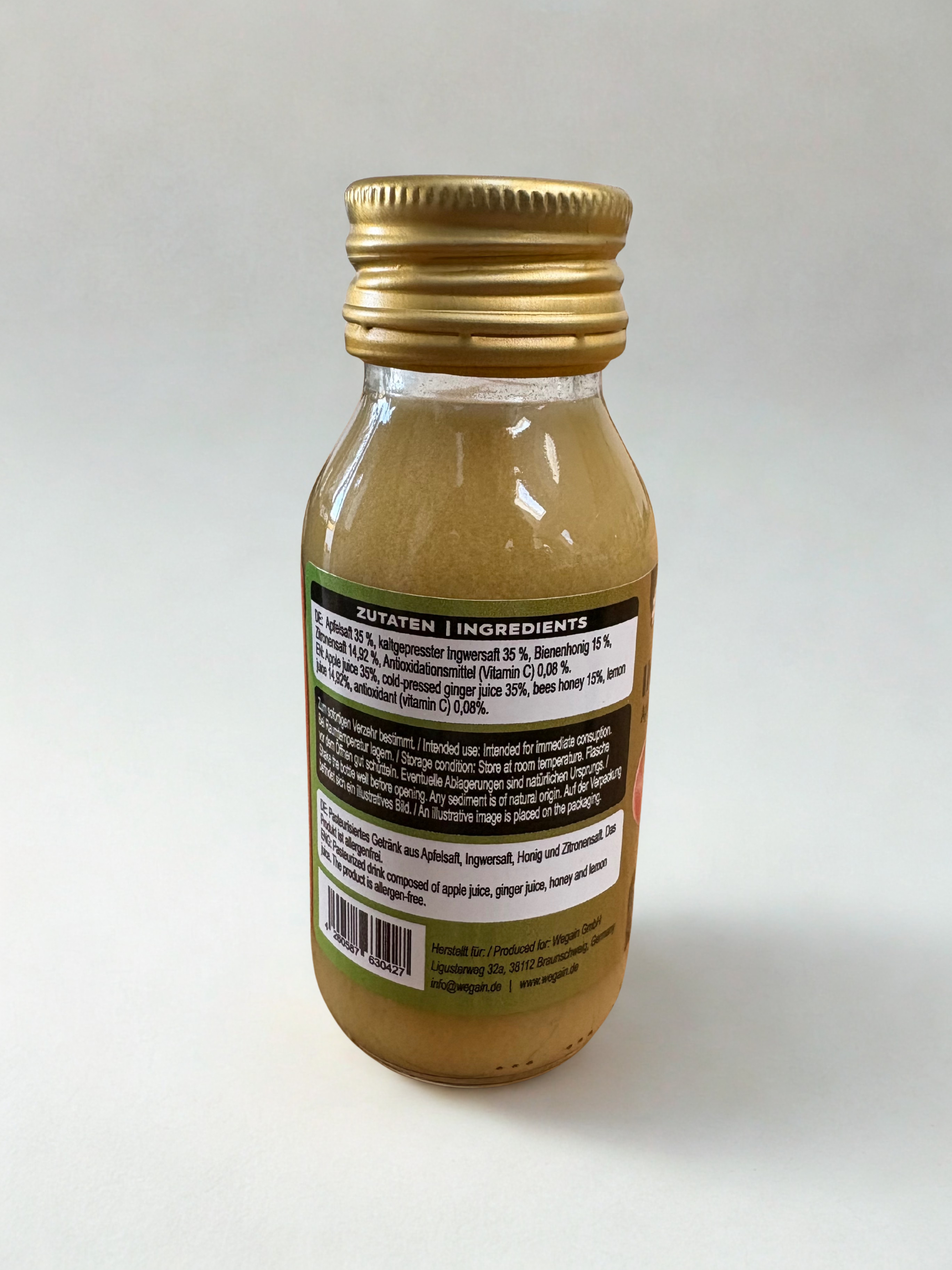 #WEGAIN Ingwer Shot Apfel, Honig und Zitrone 24 er Tray - 100% Natürlich