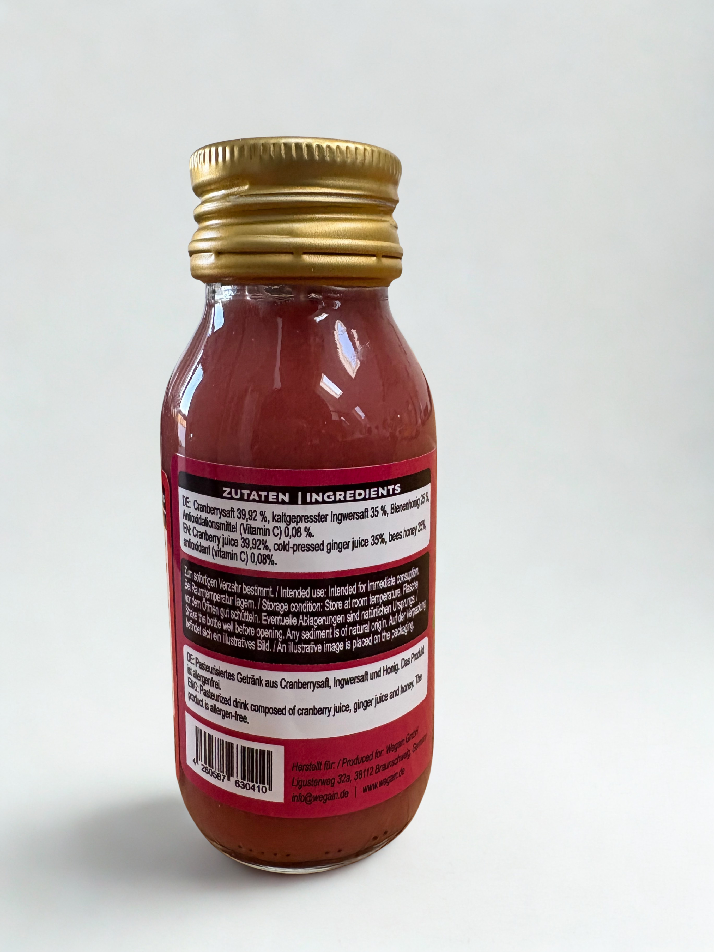 #WEGAIN Ingwer Shot Cranberry und Honig 24 er Tray - 100% Natürlich